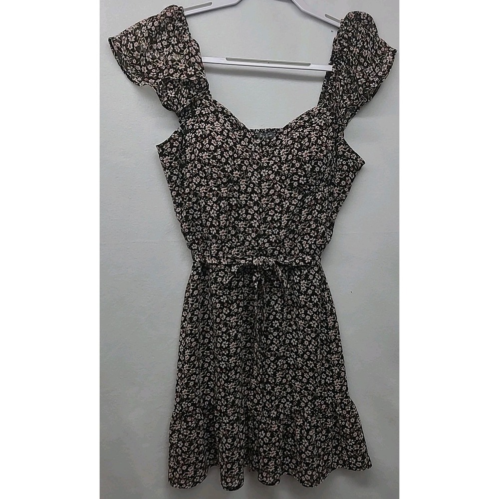 Lily Rose Dark Floral Summer dress Smocked Back baby Doll Y2K Whimsigoth Fairy L